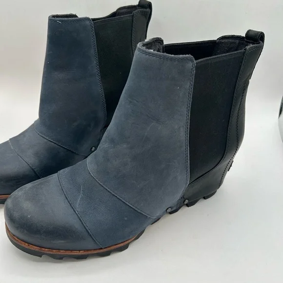 Sorel Navy and Black Wedge Chelsea Ankle Boots - Picture 6 of 11